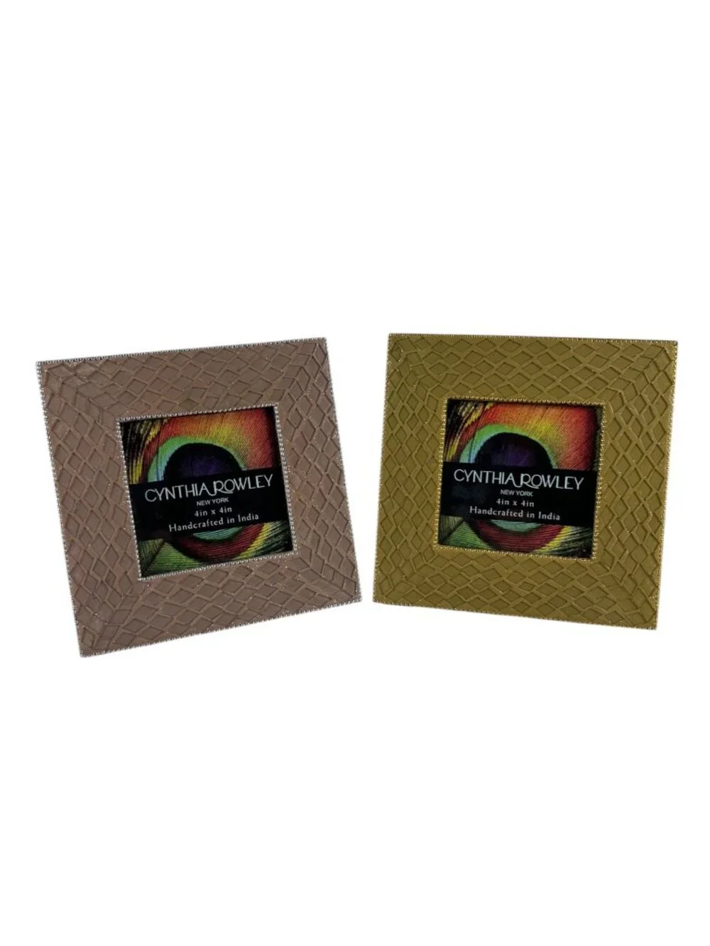 Cynthia Rowley 4x4 Picture Frame Set 2 Mosaic Beaded Photo Frames Tabletop